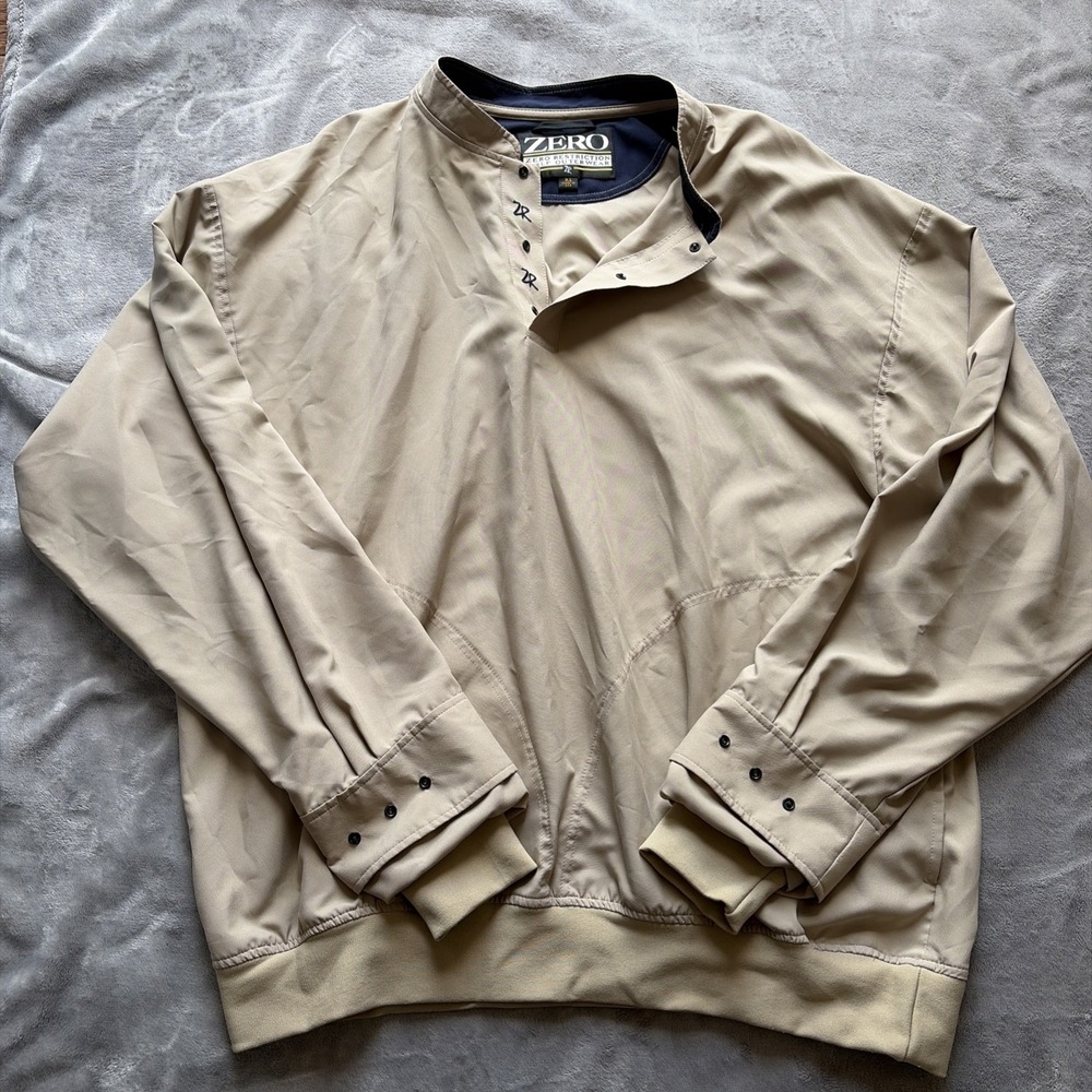 Vintage Zero Restriction Pullover Mens XL Taupe Golf Windshirt Made USA